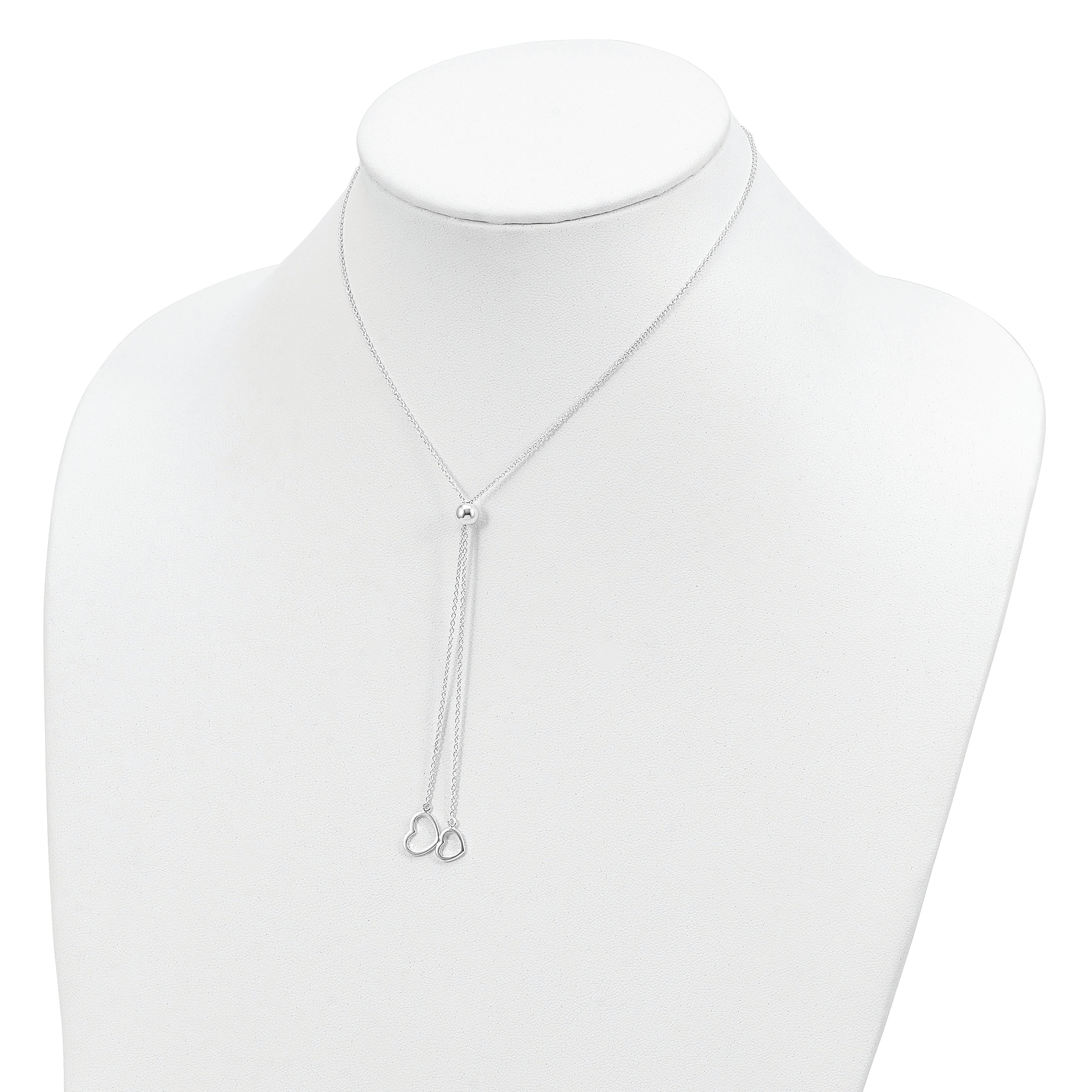 Sterlingsilber Poliert 2-heart Adjusts Up To 19.5 Zoll Halskette