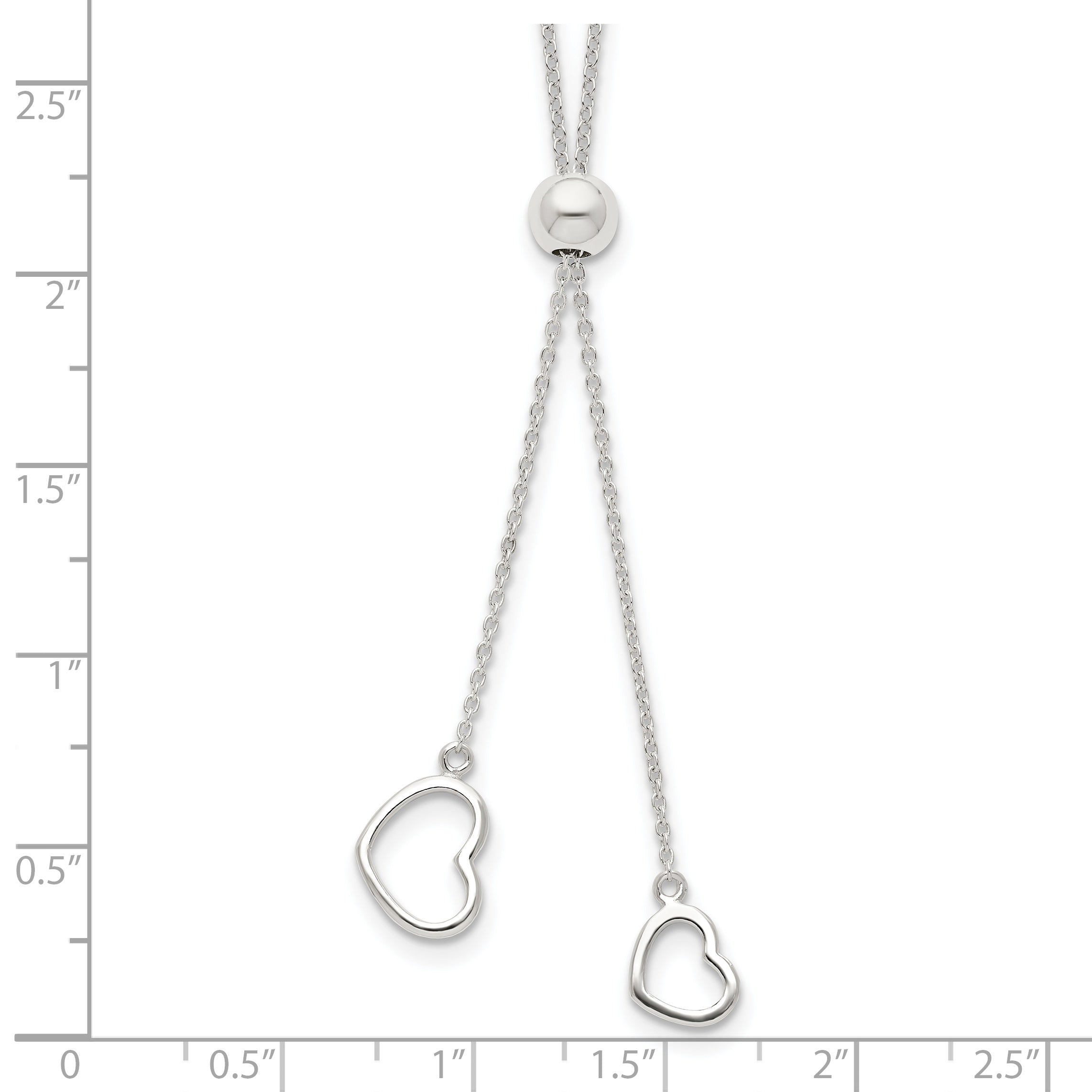 Sterlingsilber Poliert 2-heart Adjusts Up To 19.5 Zoll Halskette