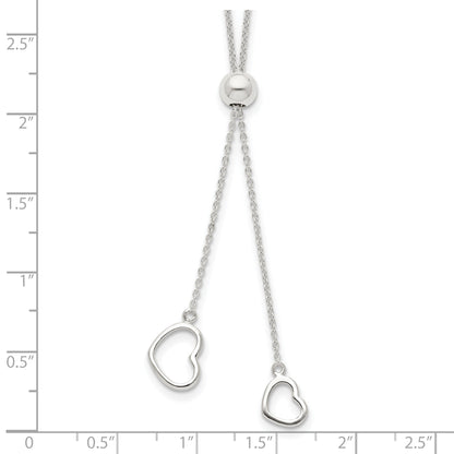 Sterlingsilber Poliert 2-heart Adjusts Up To 19.5 Zoll Halskette