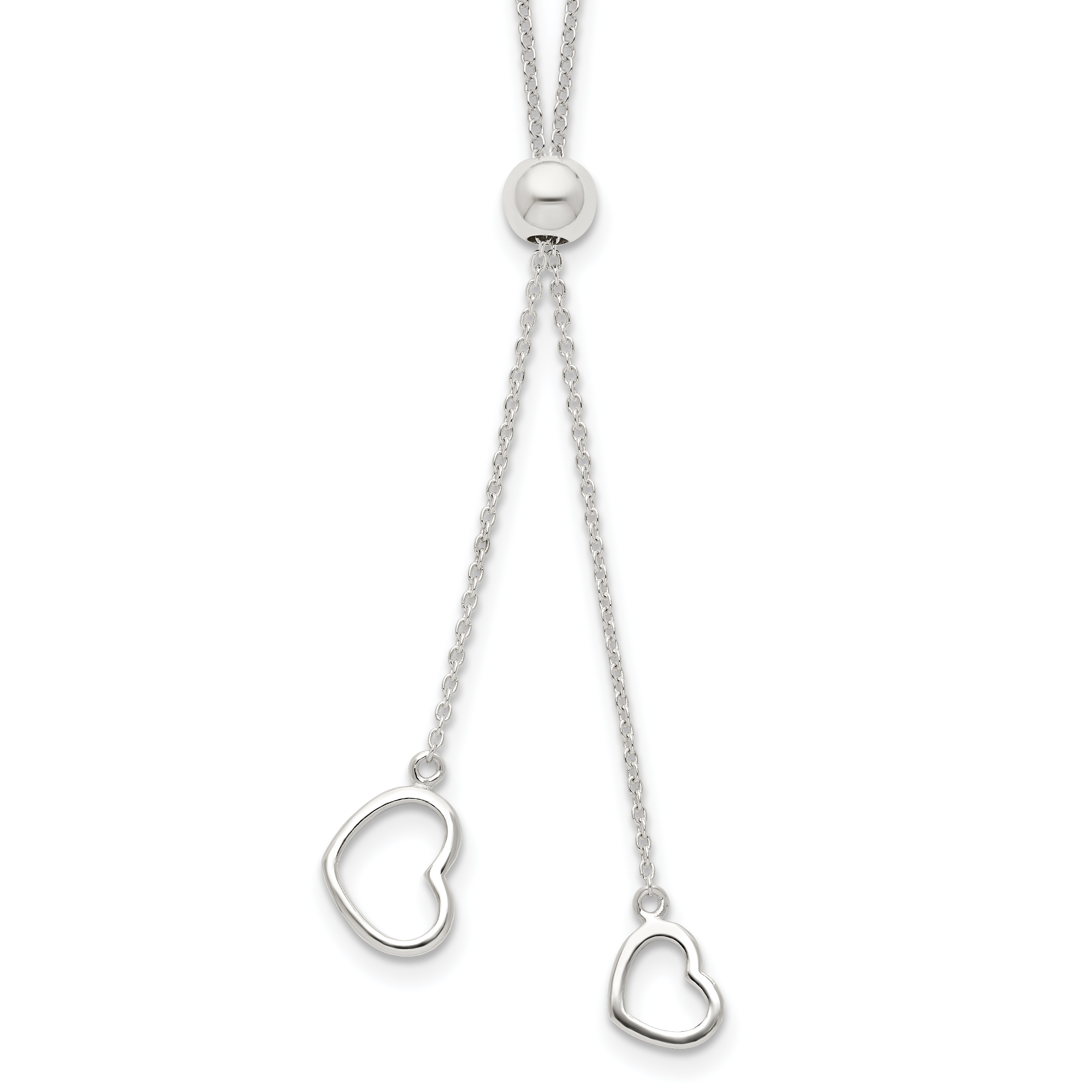 Sterlingsilber Poliert 2-heart Adjusts Up To 19.5 Zoll Halskette