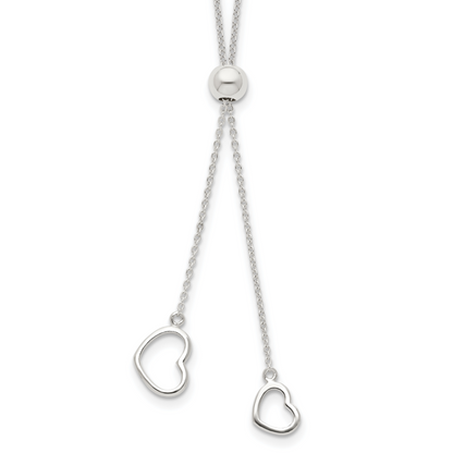 Sterlingsilber Poliert 2-heart Adjusts Up To 19.5 Zoll Halskette