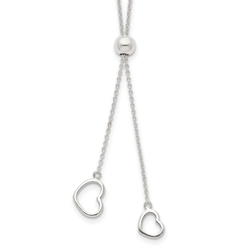 Sterlingsilber Poliert 2-heart Adjusts Up To 19.5 Zoll Halskette