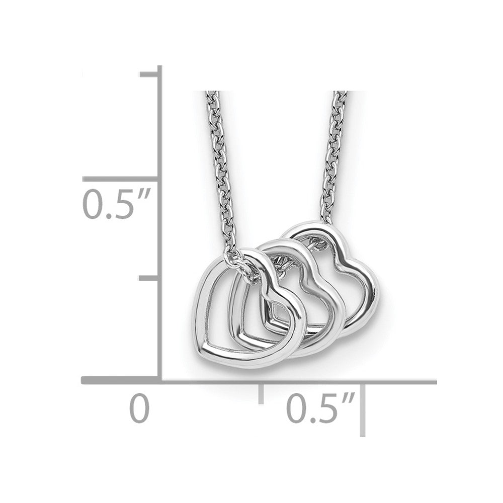 Sterlingsilber Rhodiniert 18 Zoll Herzen Halskette