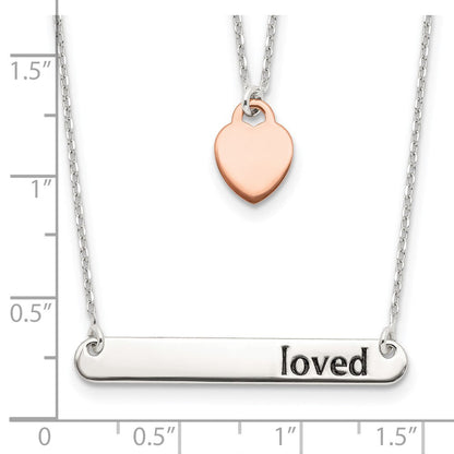 Sterlingsilber Roséfarben Herz Emailliert Loved 18 Zoll Stab Halskette