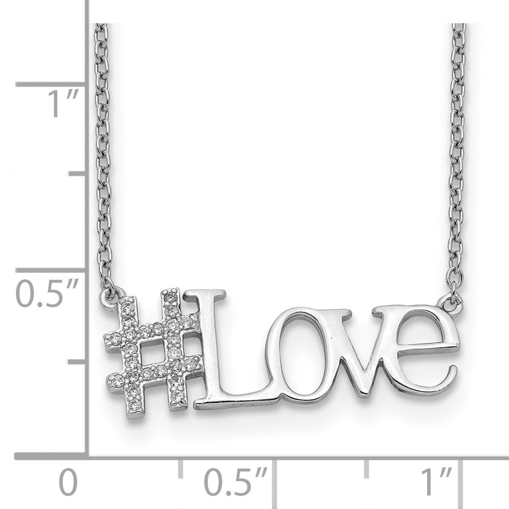 Sterlingsilber Rhodiniert Zirkonia 18 Zoll Hashtag Liebe Halskette