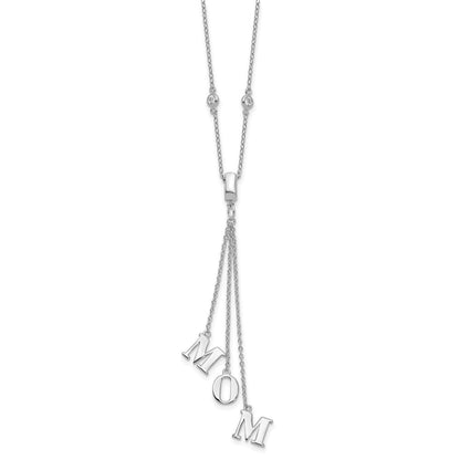 Sterlingsilber Rhodiniert Zirkonia mit 2 Zoll Verlängerung. Mama Y-necklace