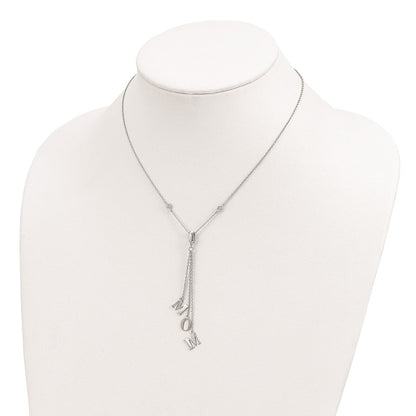 Sterlingsilber Rhodiniert Zirkonia mit 2 Zoll Verlängerung. Mama Y-necklace