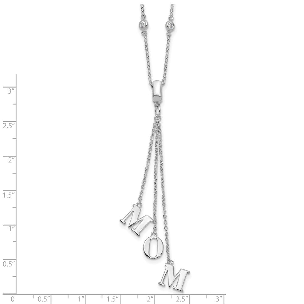 Sterlingsilber Rhodiniert Zirkonia mit 2 Zoll Verlängerung. Mama Y-necklace