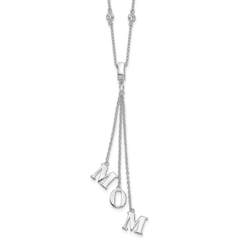Sterlingsilber Rhodiniert Zirkonia mit 2 Zoll Verlängerung. Mama Y-necklace