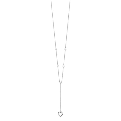 Sterlingsilber Rhodiniert Herzen mit 2 Zoll Verlängerung. Y-necklace
