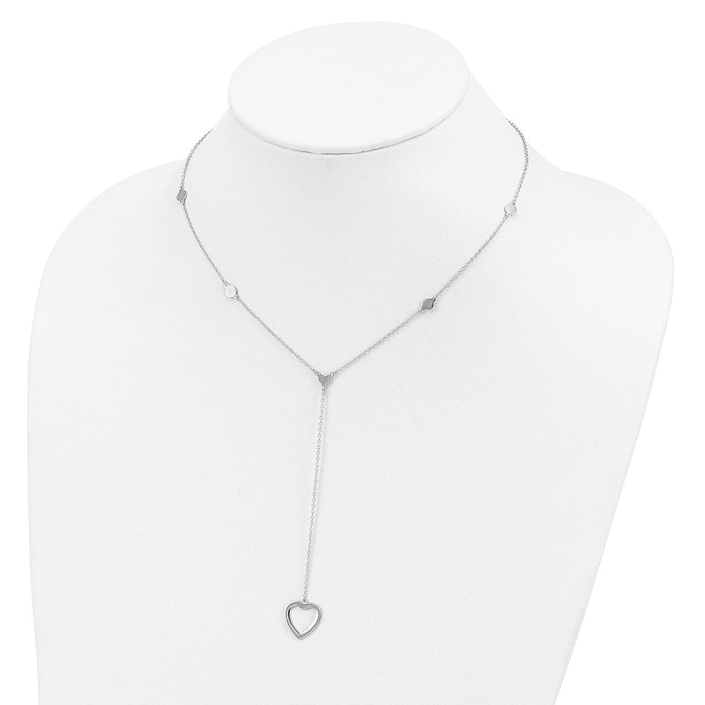 Sterlingsilber Rhodiniert Herzen mit 2 Zoll Verlängerung. Y-necklace