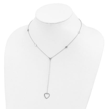 Sterlingsilber Rhodiniert Herzen mit 2 Zoll Verlängerung. Y-necklace
