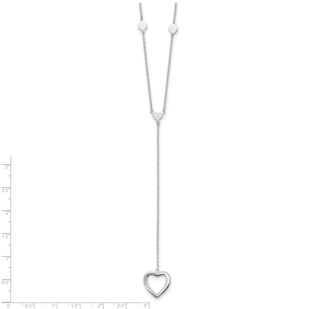 Sterlingsilber Rhodiniert Herzen mit 2 Zoll Verlängerung. Y-necklace
