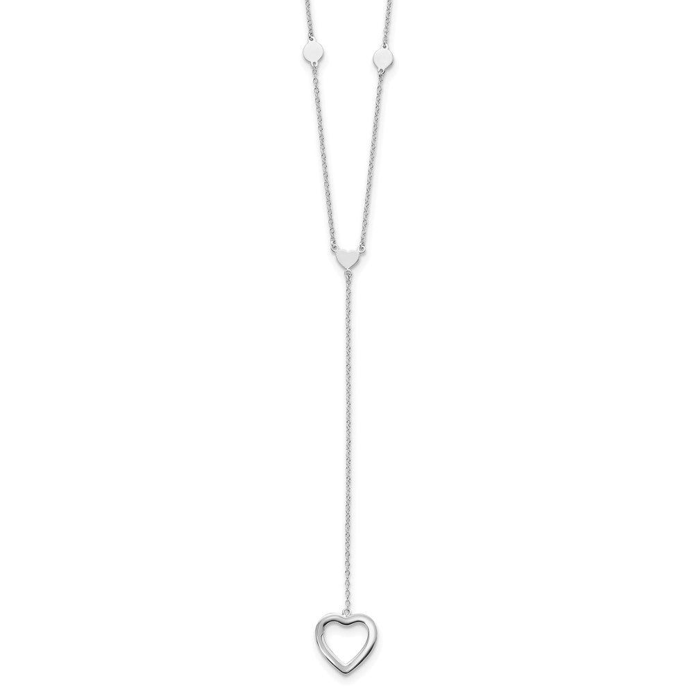 Sterlingsilber Rhodiniert Herzen mit 2 Zoll Verlängerung. Y-necklace