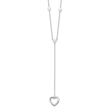 Sterlingsilber Rhodiniert Herzen mit 2 Zoll Verlängerung. Y-necklace