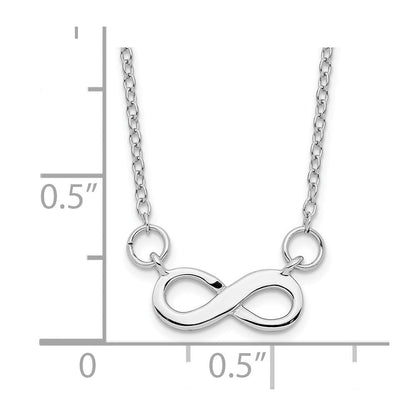 Sterlingsilber Rhodiniert mit 2 Zoll Verlängerung. Unendlichkeit Halskette