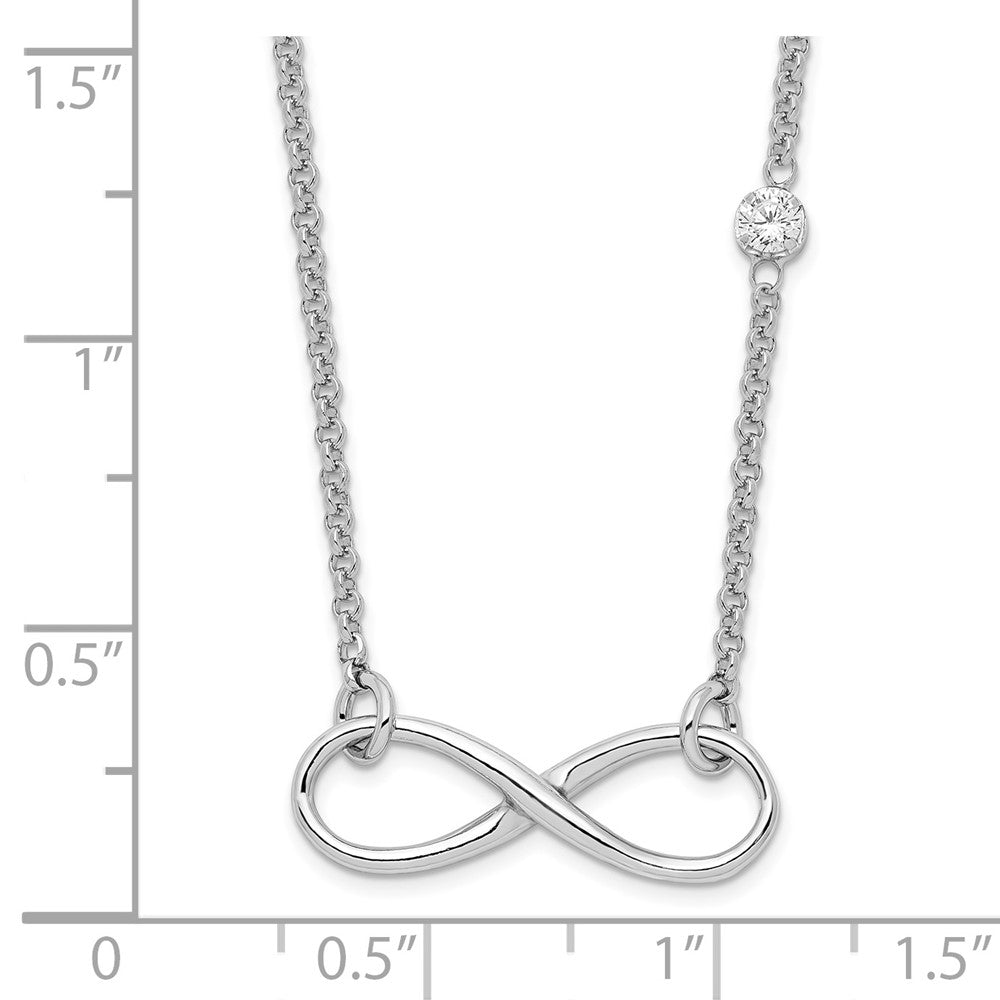 Sterlingsilber Rhodiniert Zirkonia Unendlichkeit Knoten Halskette