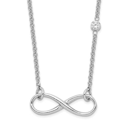 Sterlingsilber Rhodiniert Zirkonia Unendlichkeit Knoten Halskette