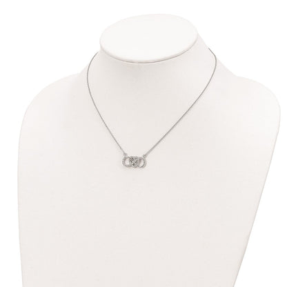 Sterlingsilber Rhodiniert mit Zirkonia Herz mit Unendlichkeit Symbol Halskette