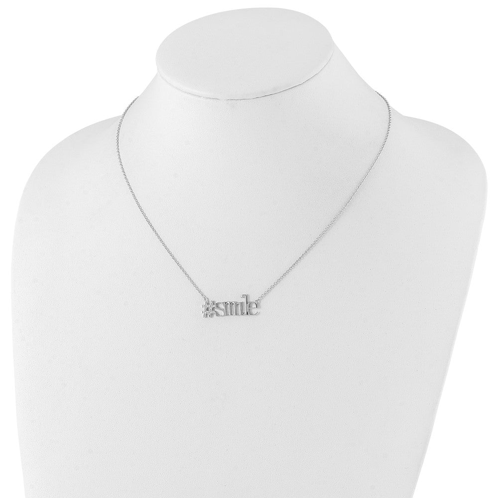 Sterlingsilber Rhodiniert Zirkonia Hashtag Smile Halskette