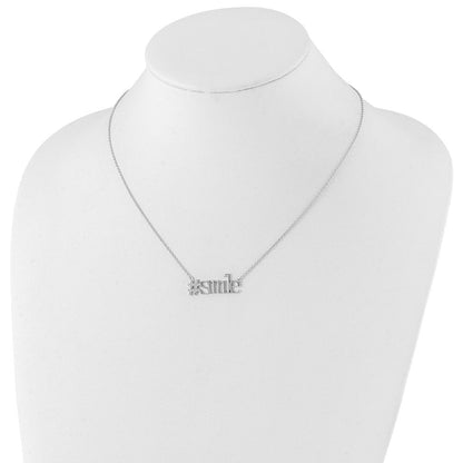 Sterlingsilber Rhodiniert Zirkonia Hashtag Smile Halskette