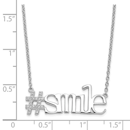 Sterlingsilber Rhodiniert Zirkonia Hashtag Smile Halskette
