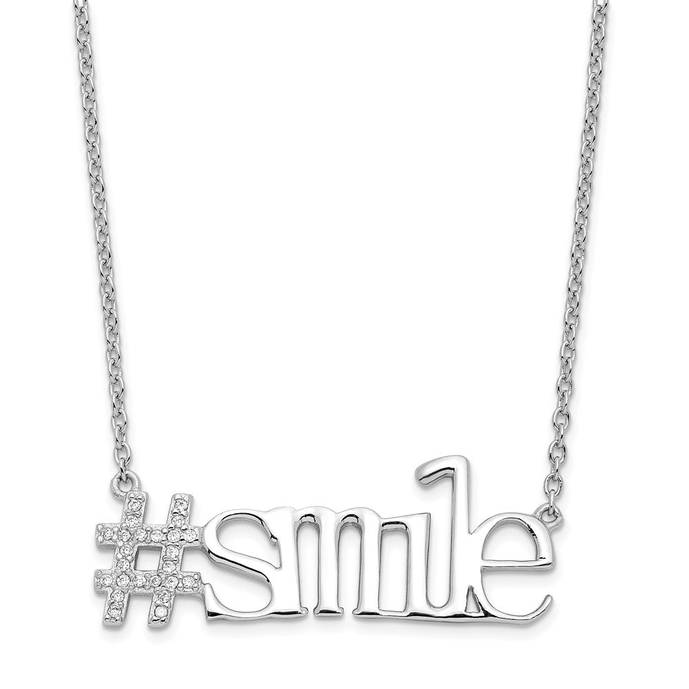 Sterlingsilber Rhodiniert Zirkonia Hashtag Smile Halskette