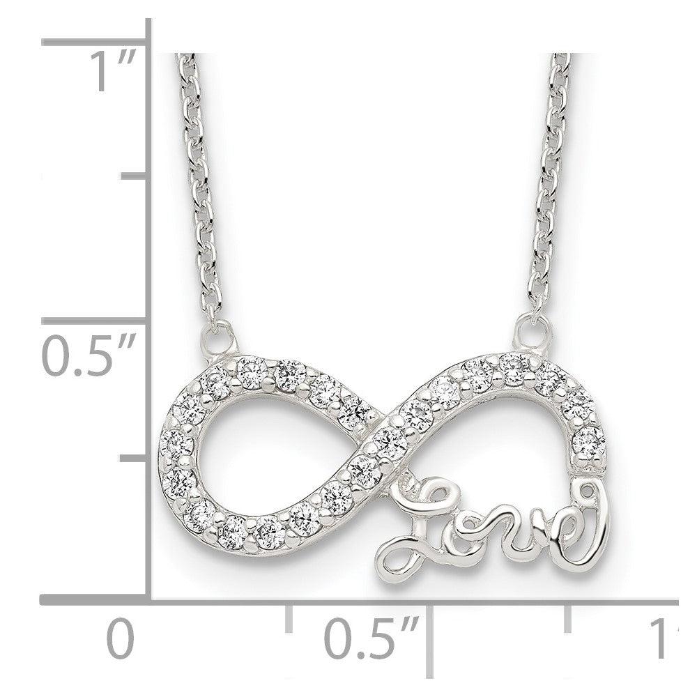Sterlingsilber Rhodiniert Zirkonia Unendlichkeit Liebe Halskette