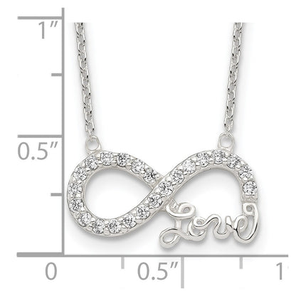 Sterlingsilber Rhodiniert Zirkonia Unendlichkeit Liebe Halskette