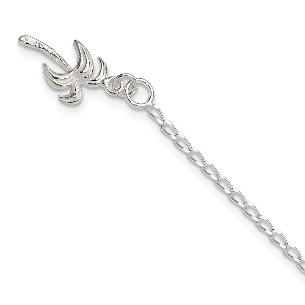 Sterlingsilber 10inch Massiv Poliert Palme Baum Fußkettchen