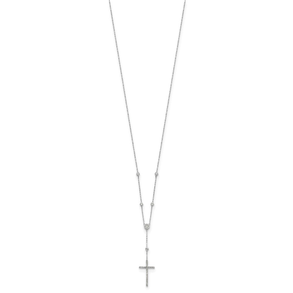Sterlingsilber Rhodiniert Zirkonia Kreuz Tropfen Halskette