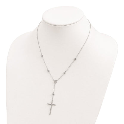 Sterlingsilber Rhodiniert Zirkonia Kreuz Tropfen Halskette