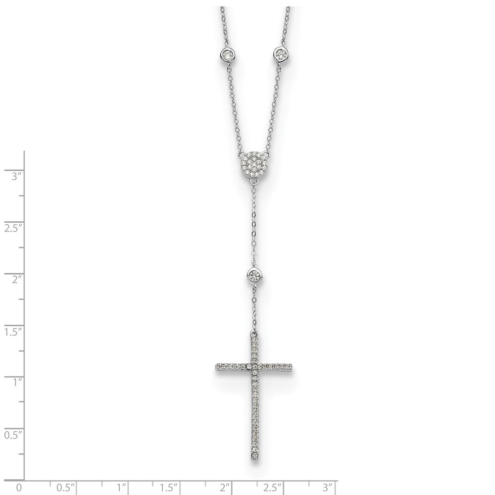 Sterlingsilber Rhodiniert Zirkonia Kreuz Tropfen Halskette