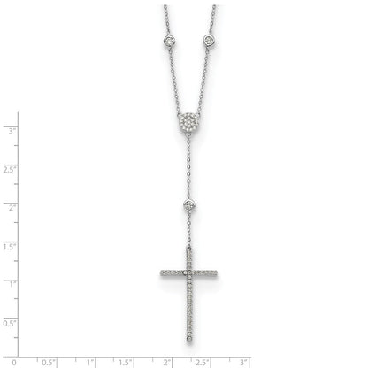 Sterlingsilber Rhodiniert Zirkonia Kreuz Tropfen Halskette