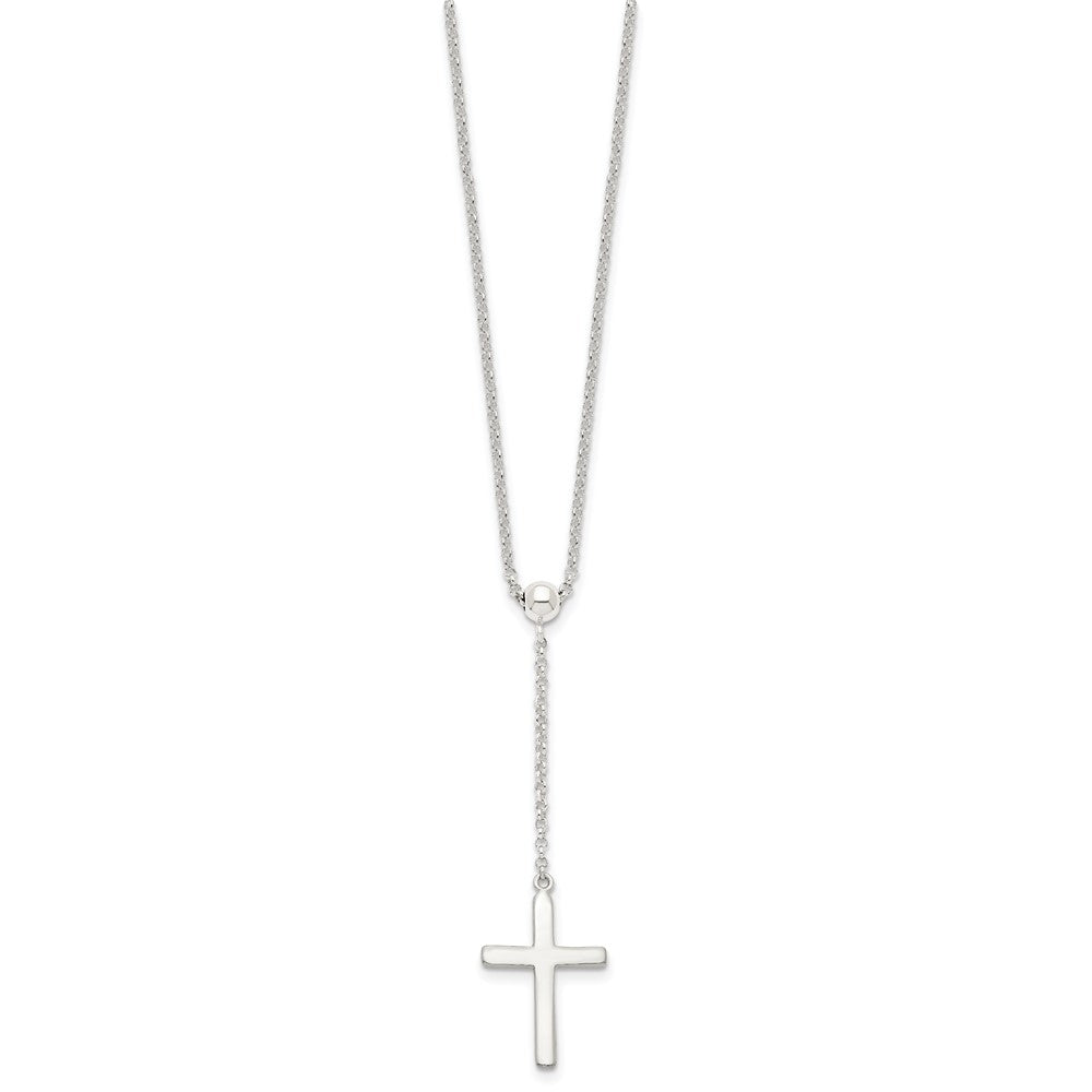 Sterlingsilber Poliert Kreuz Adjusts Up To 23.5 Zoll Halskette