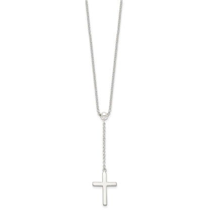 Sterlingsilber Poliert Kreuz Adjusts Up To 23.5 Zoll Halskette