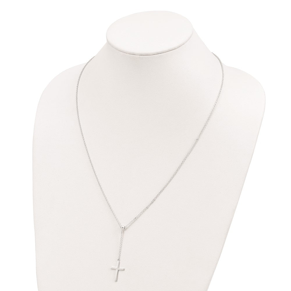 Sterlingsilber Poliert Kreuz Adjusts Up To 23.5 Zoll Halskette