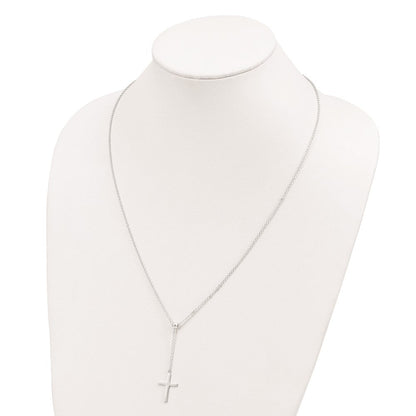 Sterlingsilber Poliert Kreuz Adjusts Up To 23.5 Zoll Halskette