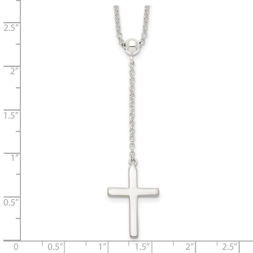 Sterlingsilber Poliert Kreuz Adjusts Up To 23.5 Zoll Halskette