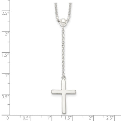 Sterlingsilber Poliert Kreuz Adjusts Up To 23.5 Zoll Halskette