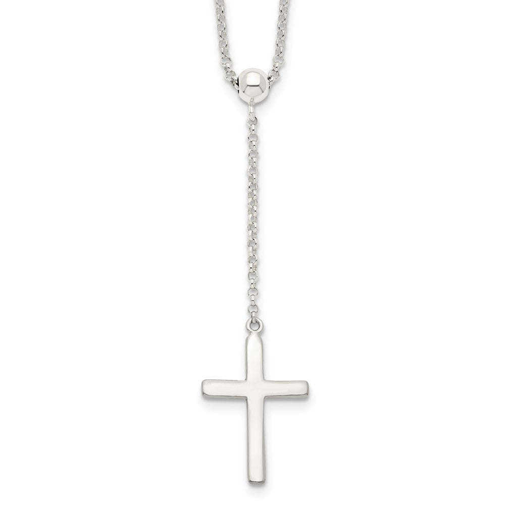 Sterlingsilber Poliert Kreuz Adjusts Up To 23.5 Zoll Halskette