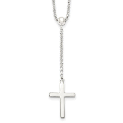 Sterlingsilber Poliert Kreuz Adjusts Up To 23.5 Zoll Halskette