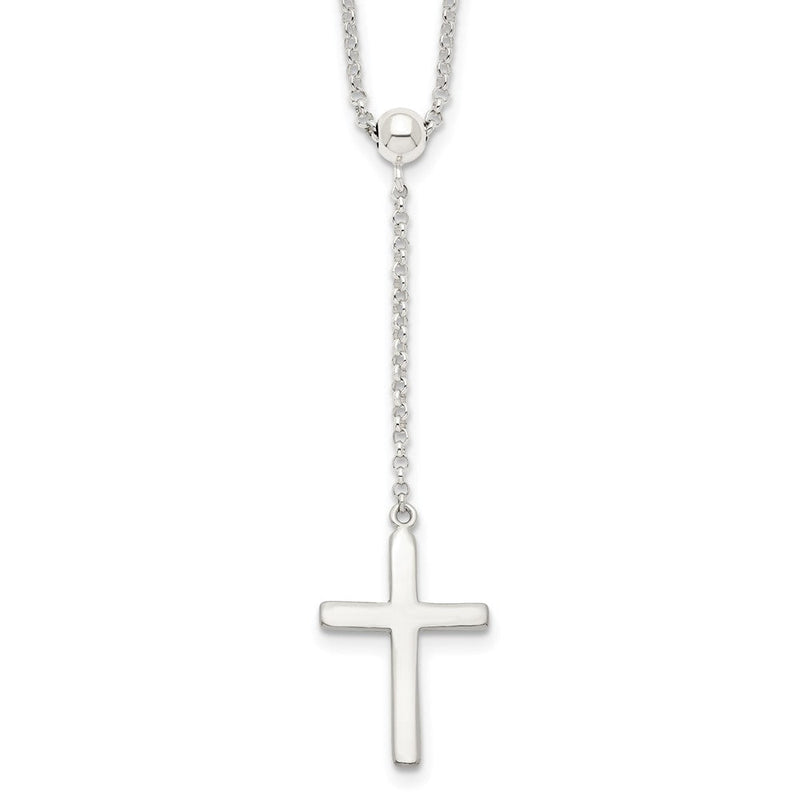 Sterlingsilber Poliert Kreuz Adjusts Up To 23.5 Zoll Halskette