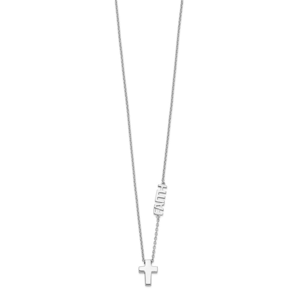 Sterlingsilber Rhodiniert Glaube mit Kreuz Halskette