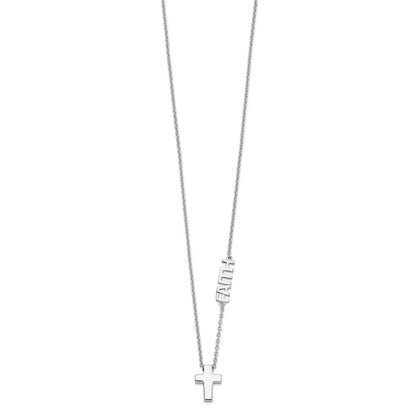 Sterlingsilber Rhodiniert Glaube mit Kreuz Halskette
