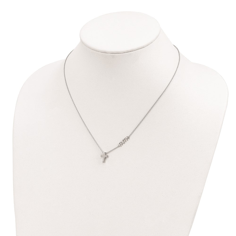 Sterlingsilber Rhodiniert Glaube mit Kreuz Halskette