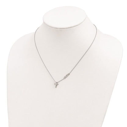 Sterlingsilber Rhodiniert Glaube mit Kreuz Halskette