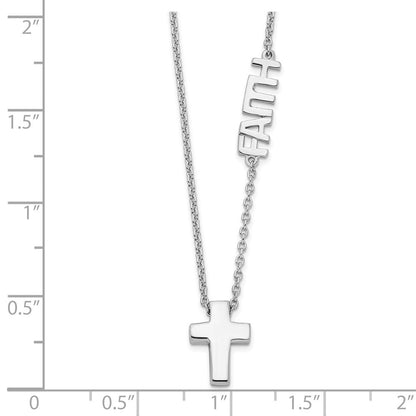 Sterlingsilber Rhodiniert Glaube mit Kreuz Halskette