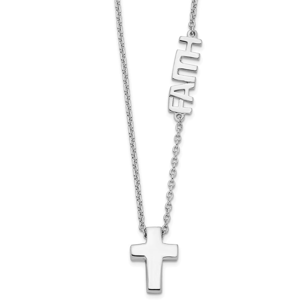 Sterlingsilber Rhodiniert Glaube mit Kreuz Halskette