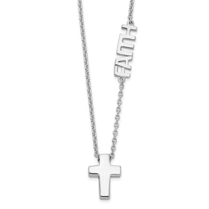 Sterlingsilber Rhodiniert Glaube mit Kreuz Halskette